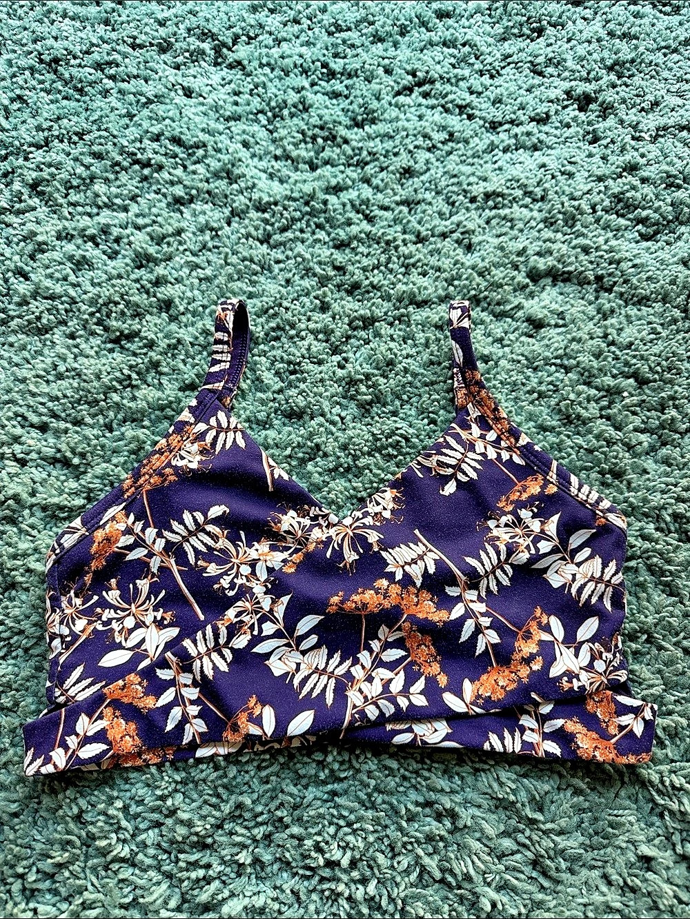 Floral Bikini Top in Blue & Orange Like New